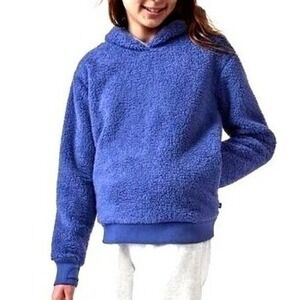 Athleta Girl XL $70 Periwinkle Blue Sherpa Fleece Hoodie So Snug 2.0 Pullover